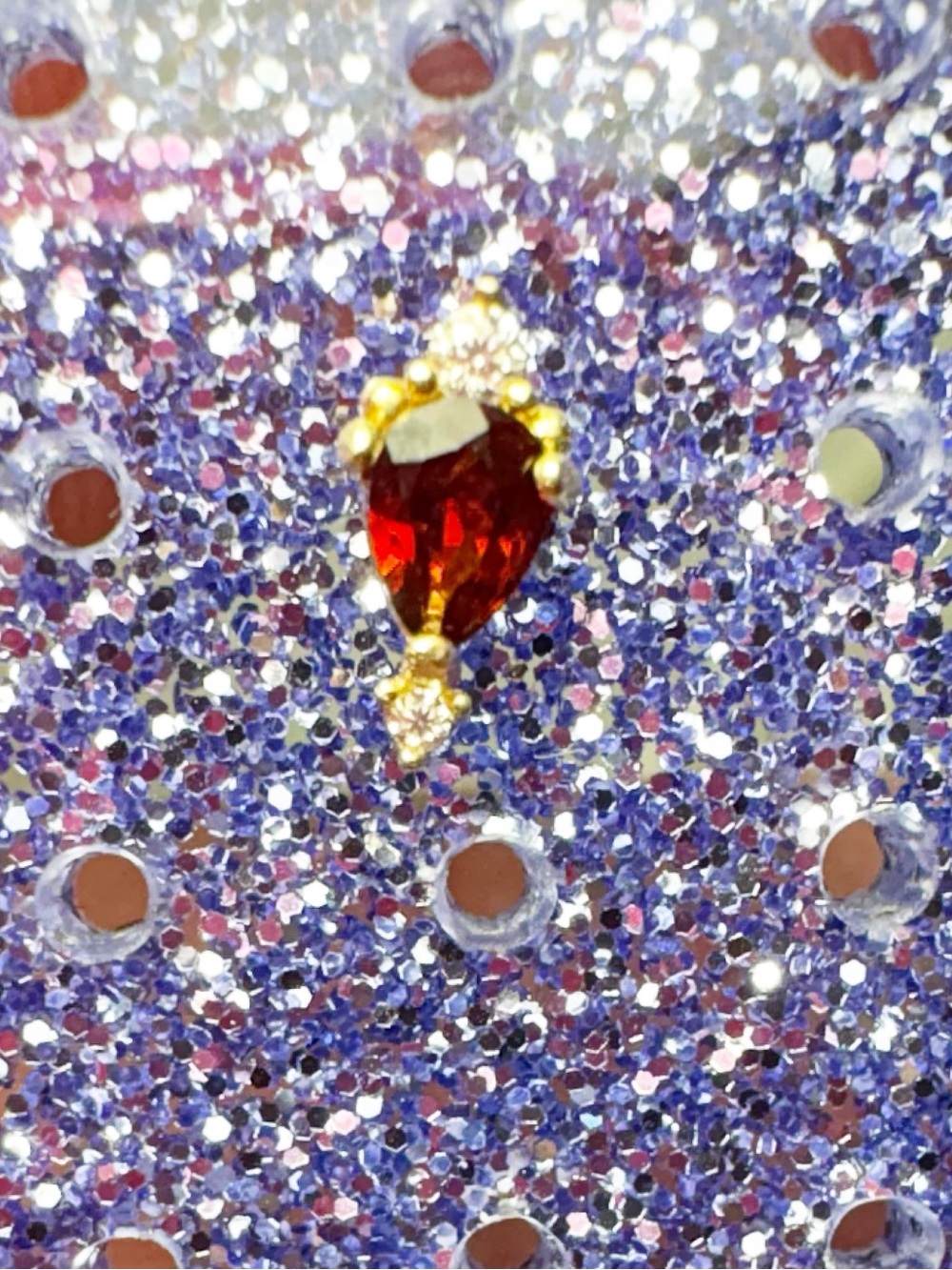 14K Solid Gold Garnet with Moissanite Cartilage Stud - Picture 2 of 4